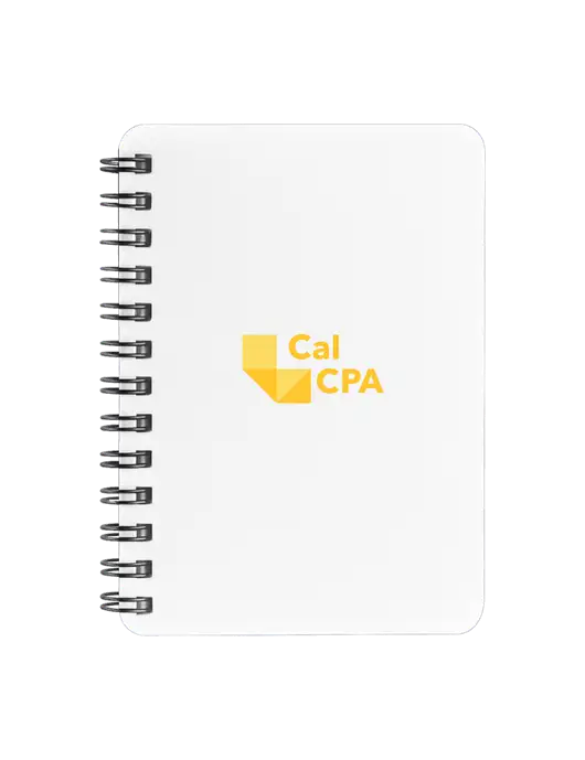 Sturdy White Hardcover Notebook, 5.25 x 7 w/CalCPA Logo