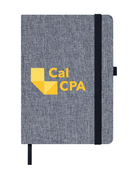 Twill Grey Heathered 5 x 7 Journal w/CalCPA Logo