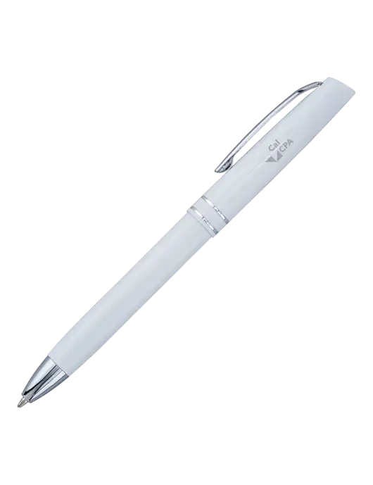White Anguilla Black Ink Pen w/CalCPA Logo