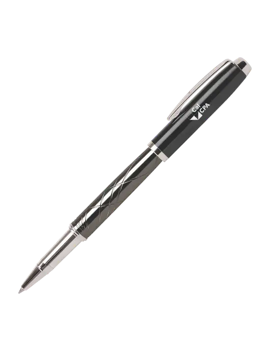 Modernist Black Rollerball Pen - Black Ink w/CalCPA Logo