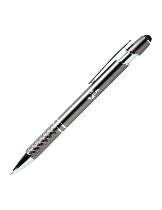 Valencia Gunmetal Stylus Pen - Black Ink w/CalCPA Logo