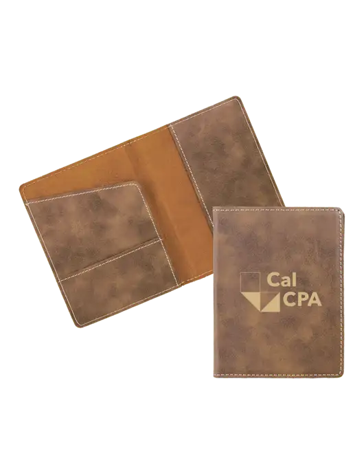 Rustic Leatherette Passport Holder w/CalCPA Logo