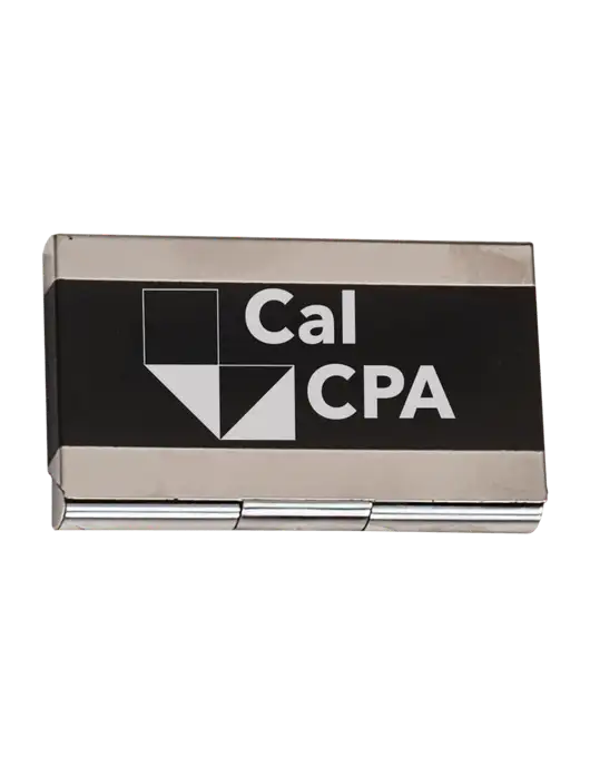 Black 3.75 x 2.5 Business Card Holder w/CalCPA Logo