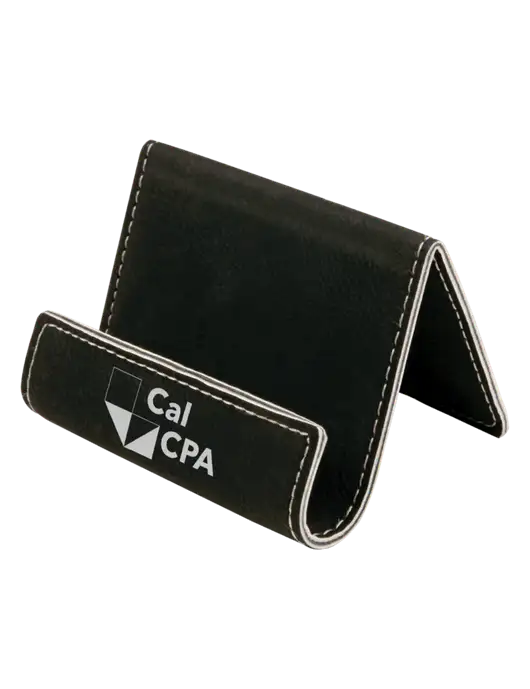 Black Leatherette Card & Phone Holder w/CalCPA Logo