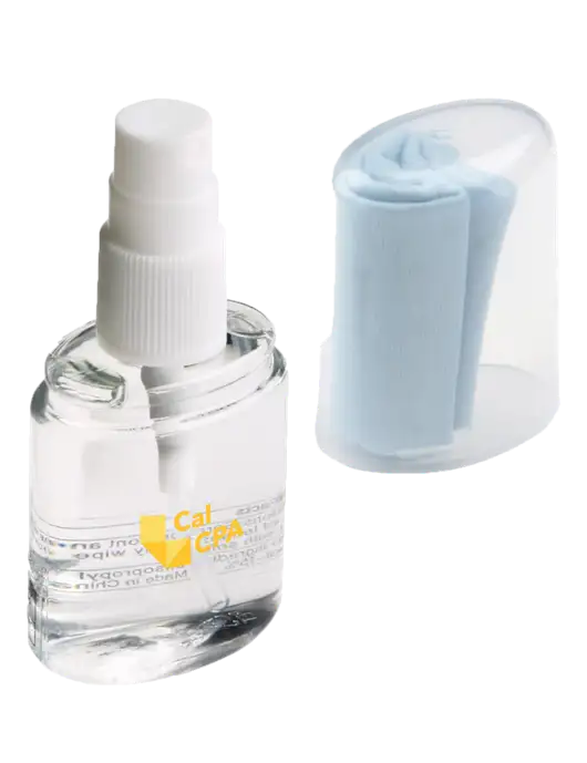 Lens Cleaning Spray & Microfiber Cloth w/CalCPA Logo
