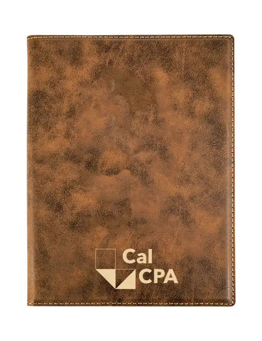 Rustic Leatherette 7 x 9 Portfolio with Notepad w/CalCPA Logo