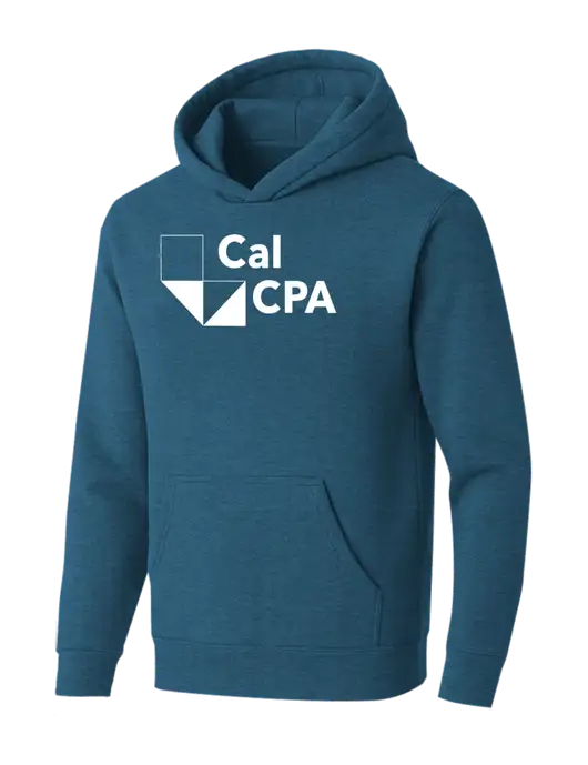 BELLA+CANVAS Heather Deep Teal Sponge Fleece Pullover Hoodie w/CalCPA Logo
