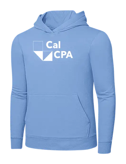 Light Blue 7.8. oz Ring Spun Hooded Sweatshirt w/CalCPA Logo
