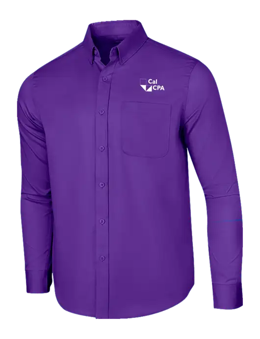 Long Sleeve Purple Superpro React Twill Shirt w/CalCPA Logo