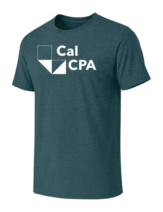 BELLA+CANVAS Heather Dark Teal CVC Short Sleeve Tee w/CalCPA Logo