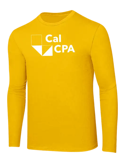 Ring Spun Yellow Gold 4.5 oz Long Sleeve T-Shirt
 w/CalCPA Logo