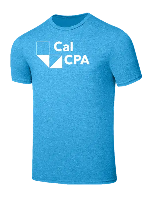 Seriously Soft Heathered Sapphire Blue T-Shirt w/CalCPA Logo