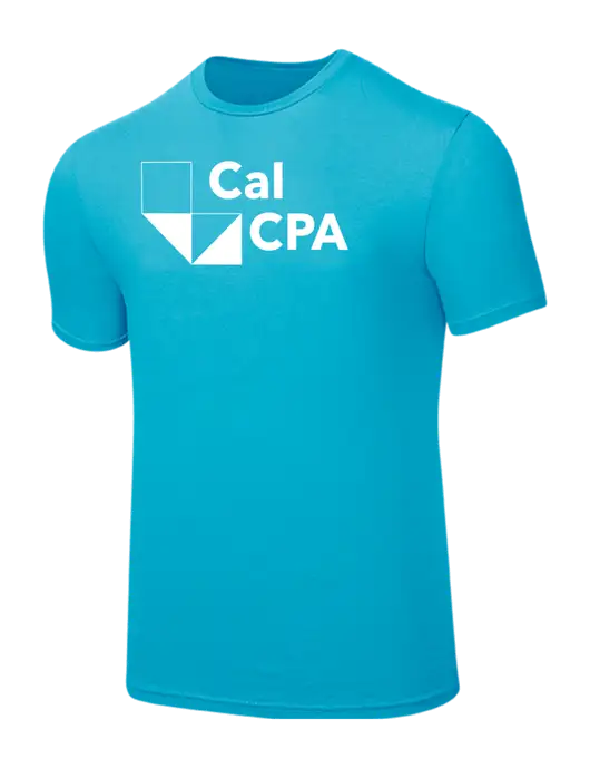 Seriously Soft Sapphire Blue T-Shirt w/CalCPA Logo