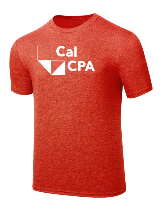Simply Soft Dark Orange Heathered 4.5oz  Poly/Combed Ring Spun Cotton T-Shirt w/CalCPA Logo