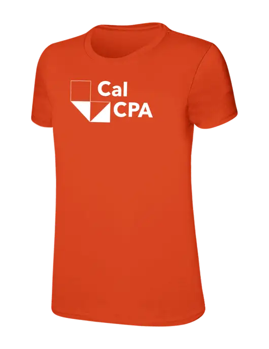 Womens Ring Spun Orange 4.5 oz T-Shirt w/CalCPA Logo