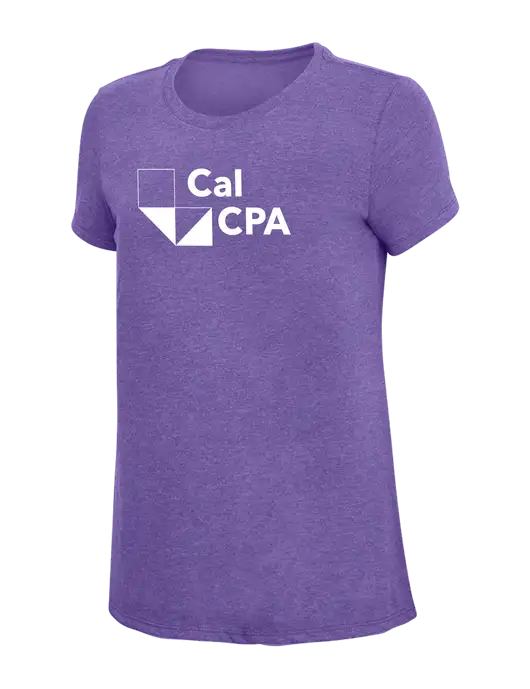 Womens Simply Soft Purple Frost 4.5oz  Poly/Combed Ring Spun Cotton T-Shirt w/CalCPA Logo
