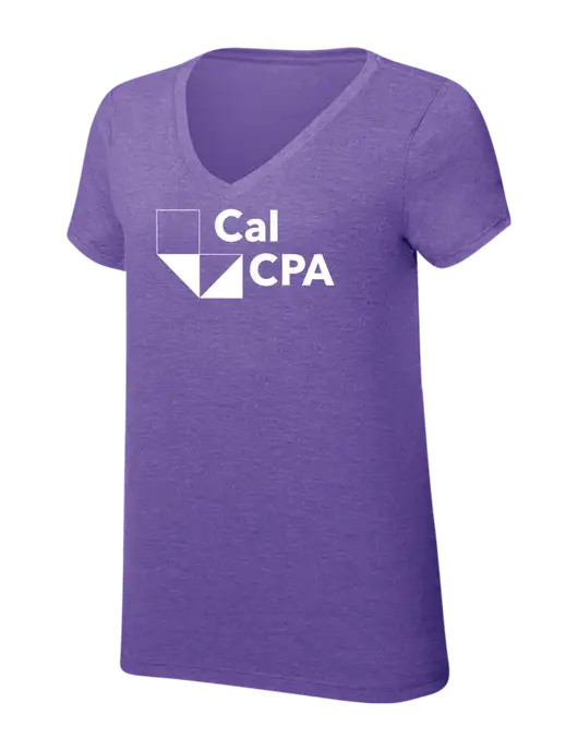 Womens Simply Soft V-Neck Purple Frost 4.5oz  Poly/Combed Ring Spun Cotton T-Shirt w/CalCPA Logo
