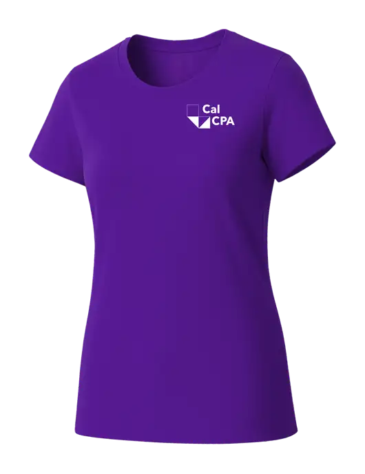 Womens Seriously Soft Purple T-Shirt w/CalCPA Logo