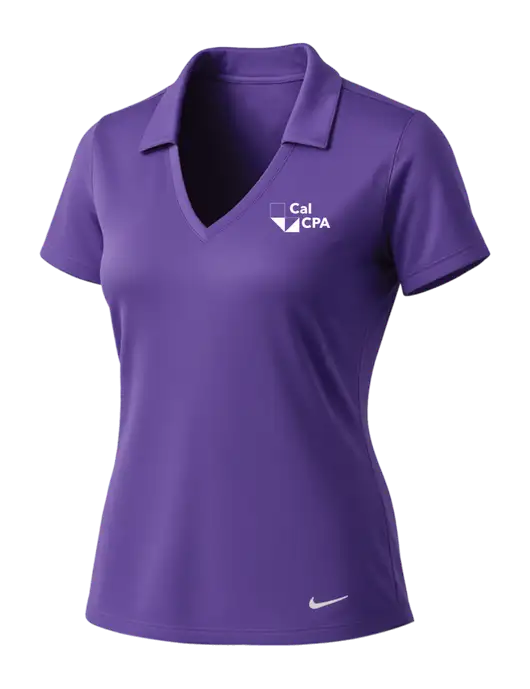 NIKE Purple Womens Dri-Fit Vertical Mesh Polo w/CalCPA Logo