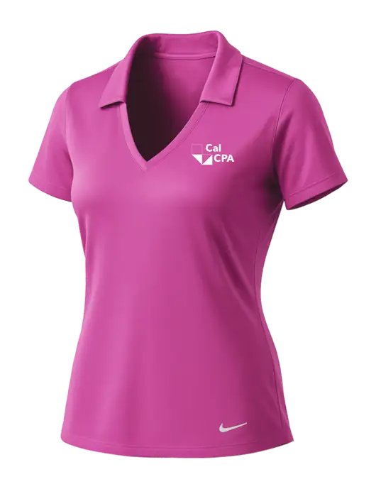 NIKE Pink Fire Womens Dri-Fit Vertical Mesh Polo w/CalCPA Logo