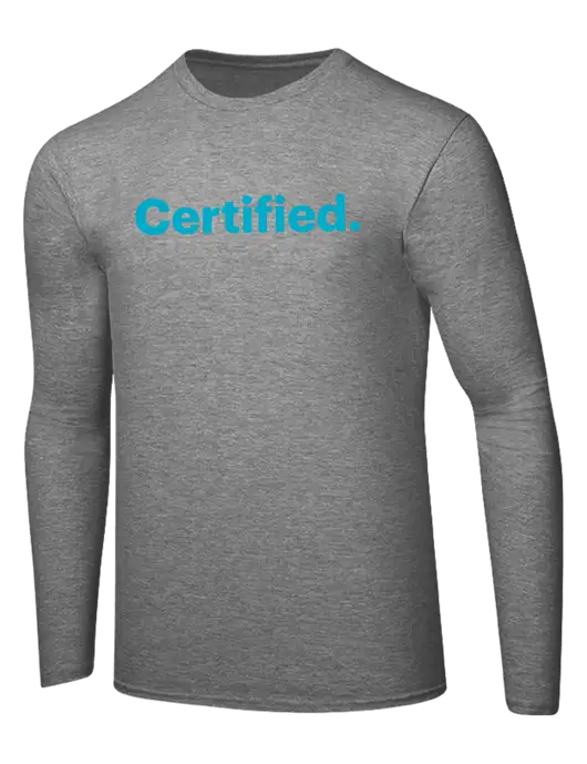 Ring Spun Light Heather Grey 4.5 oz Long Sleeve T-Shirt w/Certified Logo, CalCPA Logo