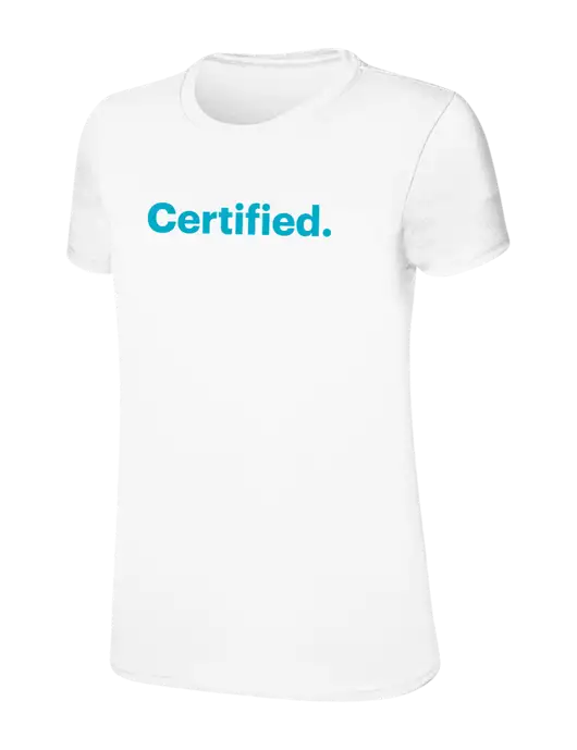 Womens Ring Spun White 4.5 oz T-Shirt w/Certified Logo, CalCPA Logo