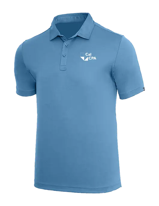 TravisMathew Dark Carolina Blue Coto Performance Polo w/CalCPA Logo