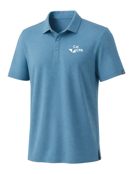 TravisMathew Dark Carolina Blue Coto Performance Polo w/CalCPA Logo