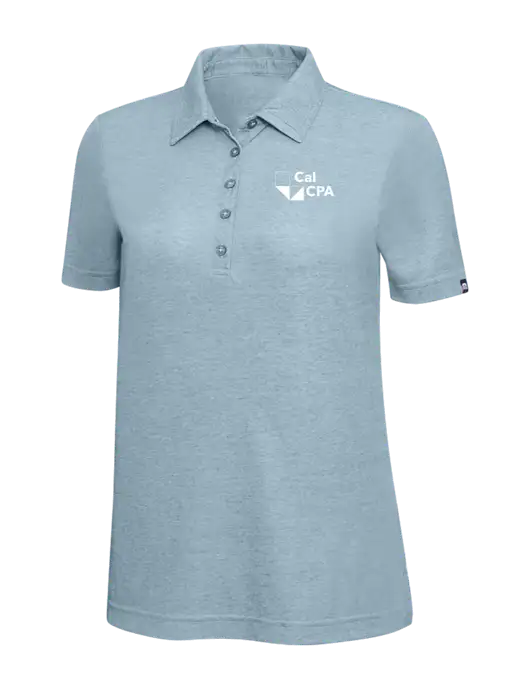 TravisMathew Light Blue Heather Womens  Oceanside Polo w/CalCPA Logo