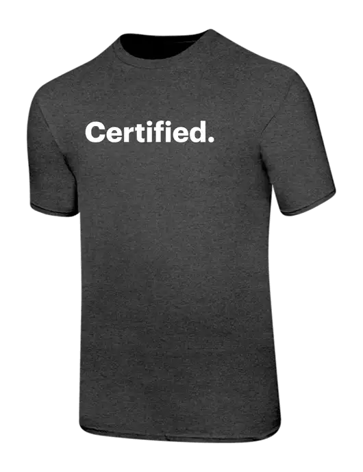 Ring Spun Dark Heather Grey 4.5 oz T-Shirt w/Certified Logo, CalCPA Logo