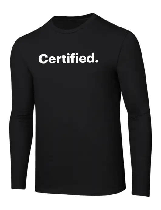 Ring Spun Jet Black 4.5 oz Long Sleeve T-Shirt w/Certified Logo, CalCPA Logo