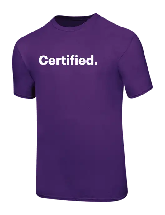 Ring Spun Purple 4.5 oz T-Shirt w/Certified Logo, CalCPA Logo