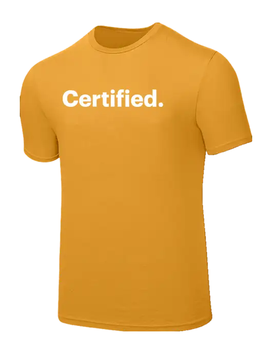 Seriously Soft Yellow Gold T-Shirt w/Certified Logo, CalCPA Logo