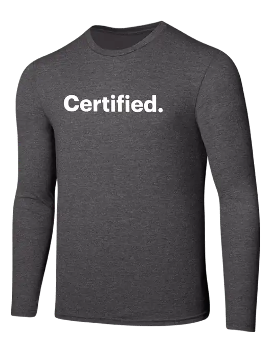 Seriously Soft Heathered Charcoal Long Sleeve T-Shirt w/Certified Logo, CalCPA Logo
