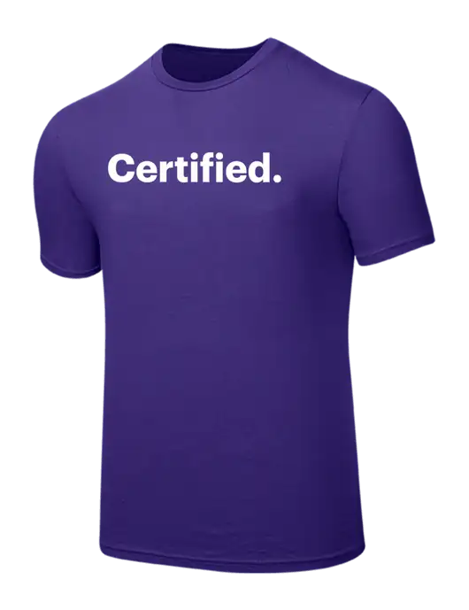 Seriously Soft Purple T-Shirt w/Certified Logo, CalCPA Logo