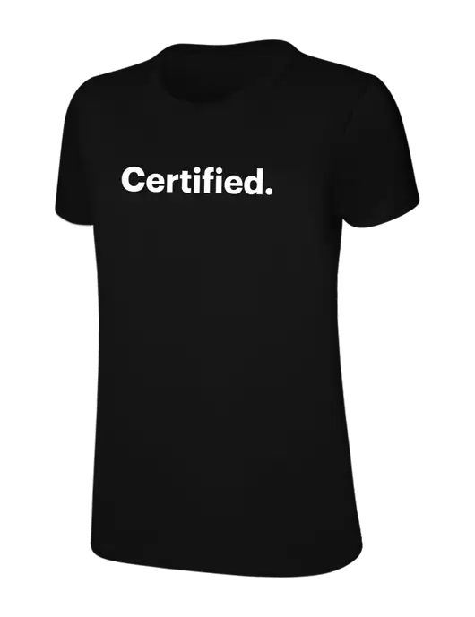 Womens Ring Spun Jet Black 4.5 oz T-Shirt w/Certified Logo, CalCPA Logo