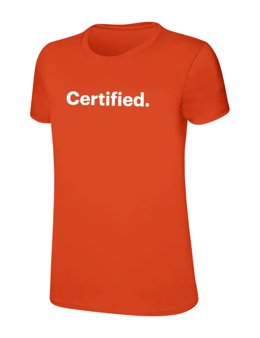 Womens Ring Spun Orange 4.5 oz T-Shirt w/Certified Logo, CalCPA Logo